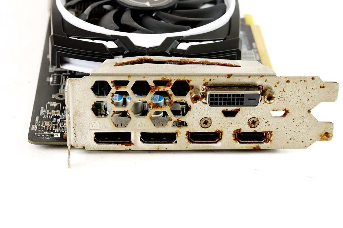 corrosion on brackets and ports of Graphics card